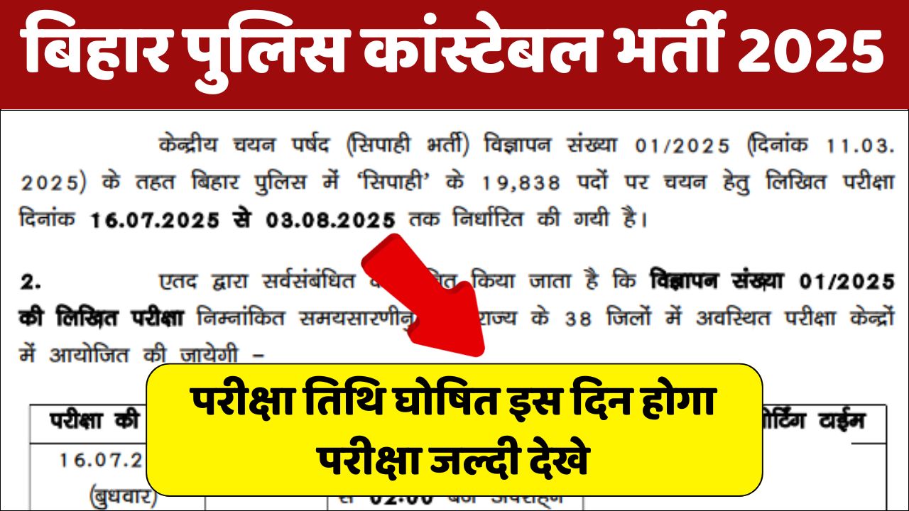Bihar Police Constable Exam Date 2025 (Out)