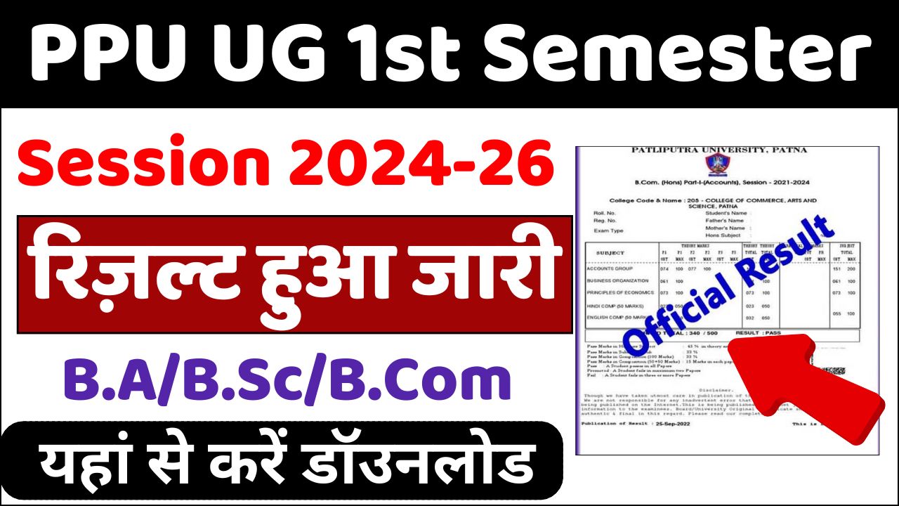 Patliputra University UG 1st Semester Result 2024-28